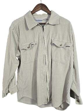 Reservoir Men’s Beige 100% Cotton Corduroy Zip‑Front Shirt – Size M